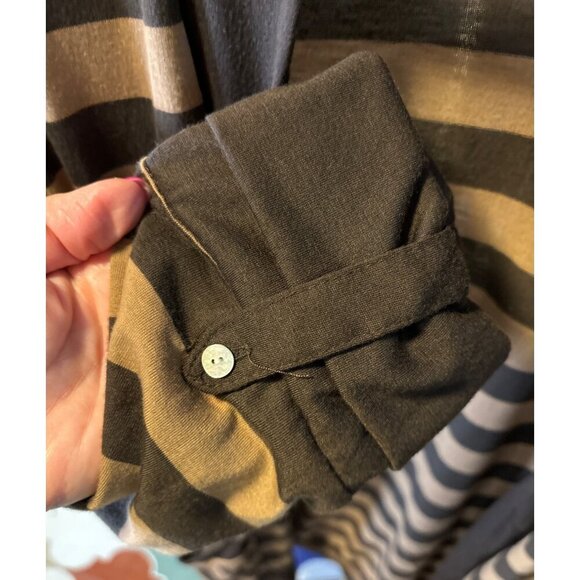 French Laundry Brown Striped Three Quarter Sleeve Open Front Cardigan SZ Large - Picture 4 of 7